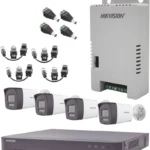 Kit Dvr 4 Canales Hikvision Kh-4K-4B-Twa 1080P/Audio Bidireccional Turbohd 4K-3K/4 Camaras Bala/Con Bocina Y Microfono Integrado 3K/1 Fuentes De Poder/Accesorios
