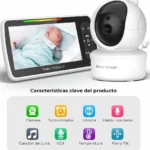 Camara De Vigilancia Con Monitor 5" Para Bebes/Con Dialogo 5Inch/Microfono/Color Blanco
