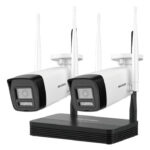 Kit IP Inalámbrico 2 Megapíxel, Nvs WiFi 4 Canales Video, 2 Camaras Bala Exterior