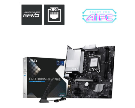 Mb MSI Pro H810M-B Wifi6E Socket Lga 1851/2Xddr5/HDMI/DP/Wi-Fi 6E/PCIE 5.0/Micro ATX