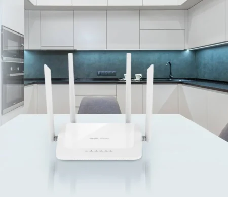 Router Inalambrico Ruijie Rg-Ew6000Gx/2.4-5Ghz/Doble Banda/4 Puertos LAN Gigabit/8 Antenas De 5Dbi/Color Negro