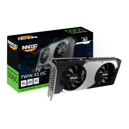 T/Video Inno3D N50602-08D7X-195070N Geforce Rtx 5060 Twin X2 Oc/8Gb Gddr7/PCI-E 5.0/HDMI/DP/Color Negro-Plata