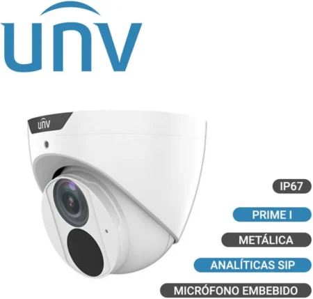 Camara Domo Turret IP Unv (Uniview) Ipc3618Sb-Adf28Km-I0 8Mpx/Lente Fijo 2.8 Mm/Micro SD Hasta 256Gb/Ultra265/Microfono Embebido Wdr 120Db/Ir 30M/IP67/Serie Prime I