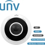 Camara IP Fisheye 360° Unv (Uniview) Ipc815Sb-Adf14K-I0/5Mpx/Lente 1.4Mm/Ir 10M/2Microfonos Integrados/Microsd256Gb/Ip66/PoE-Af/12Vdc