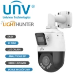 Camara Ptz Dual IP Unv (Uniview) Ipc9312Lfw-Af28-2X4 2 Mpx/4X Zoom/Lente 2.8 - 12Mm/50Mts Ir/10Mts Luz Calida/Analitica Integrada Sip/ Ip66 /Lighthunter/Wdr120Db /DC 12V, PoE At/Mircofono Y Bocina