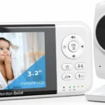 Camara De Vigilancia Con Monitor 3.2" Para Bebe/Vision Nocturna Por Infrarrojos/Audio Bidireccional/Control De Temperatura/Nana Cesar/Color Blanco