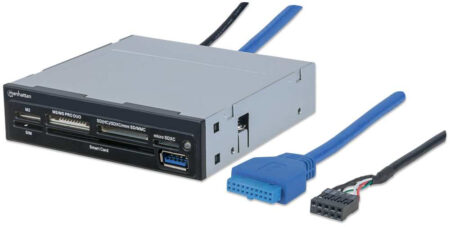 Lector/Grabador De Multiples Tarjetas Manhattan 101974 USB 3.0 Superspeed Para Bahia De Montaje De 3.5″ 34 En 1
