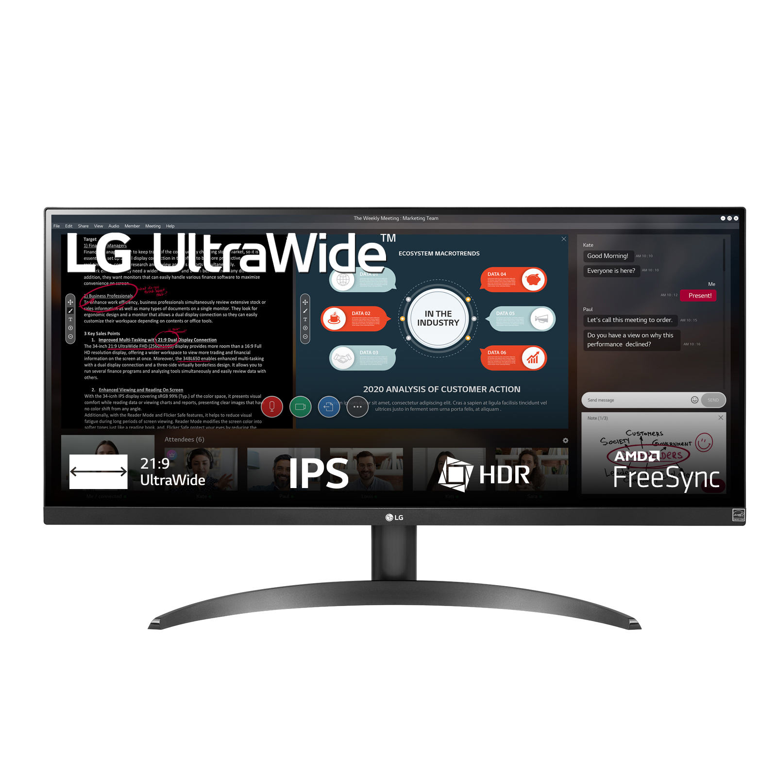MONITOR 29" LG 29WP500-B LED/ULTRAWIDE/PANEL IPS/2560X1080/FHD/FREESYNC/5MS/75HZ/HDMI/NEGRO
