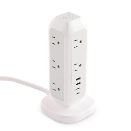 Torre Multicontacto Verbatim 32250/11 Tomas De Corriente/Proteccion Contra Sobrecarga/USB-C/USB-A/Color Blanco