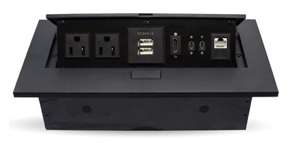 Caja De Mesa/Caja De Conexión Para Mesa – Conectores USB-Tipo C, HDMI, USB, RJ45 Cat6, Corriente, 406405, Brobotix