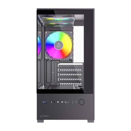 Gabinete Acteck Panorak Gc600/Mini-Tower/Con Ventana/Sin Fuente/USB 2.0/3.0/3 Ventiladores Instalados/Negro/Micro-ATX/AC-943826