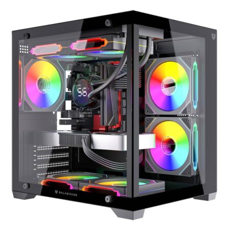 Gabinete Balam Rush Tank Glow Max 3900 Mini Torre/Con Ventana/Sin Fuente/USB 2.0/3.0/3 Ventiladores Instalados/Argb/Negro/Micro-ATX/Br-943857