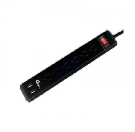 Barra Multicontacto Qian En260 C/6 Contactos Supresor+2 USB