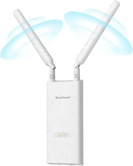 Repetidor WiFi Brostrend Ac1200 Gigabit Amplificador Señal WiFi/IP65/Doble Banda/5Ghz/Color Blanco