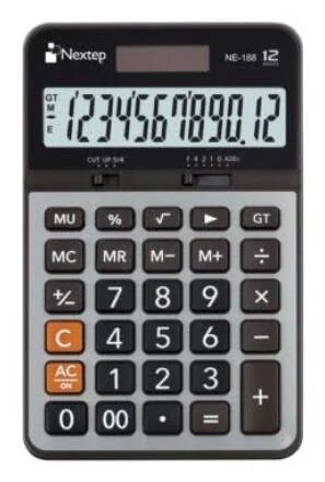 Calculadora Nextep Ne-188 12Digitos Cubierta Metalica Semiescritorio Bat/Sol