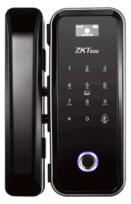 Cerradura Biometrica Zkteco Gl300 Para Puertas De Vidrio/Compatible Con Anchos De Puerta De 10-12Mm/100 Usuarios/Control Remoto Incluido/Compatible Con Tarjetas Mifare 13.56Mhz