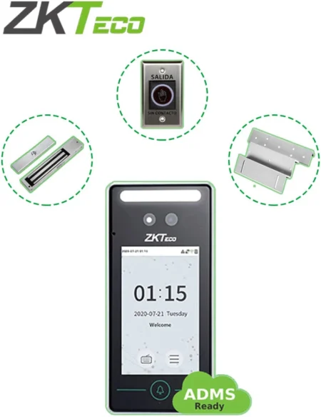 Control De Acceso Facial Y Tarjeta Zkteco Facev4L1Dpack/Para Una Puerta De Madera O Metal/200Kg/Reconocimiento Facial A 2M/Registro Facial Con Selfie/Licencia Gratuita Biocvaccess