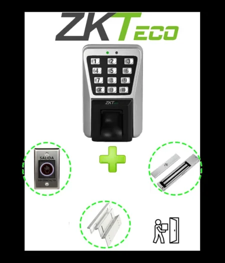 Control De Acceso Profesional De Huella Zkteco Ma500Pak/Tarjeta Y Password/IP65/Incluye Contrachapa Magnetica Lm2805 De 200Kg/Soporte De Fijacion Zl/Boton De Salida/No Touch