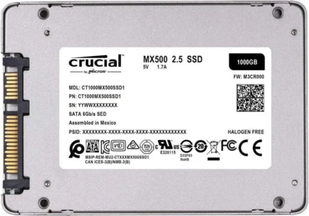 U. Estado Solido 1Tb Crucial Mx500 SATA Iii 2.5″ 7Mm 3D Nand, Ct1000Mx500Ssd1