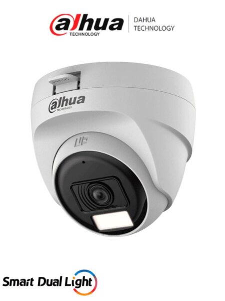 Camara Domo Dahua Dh-Hac-T1A51N-U-Il-A 5Mpx Serie Cooper/Lente 2.8Mm/106°/Iluminacion Dual Inteligente/Microfono Incorporado/Ir 25M + 20M Luz Calida/Plastico/Interior
