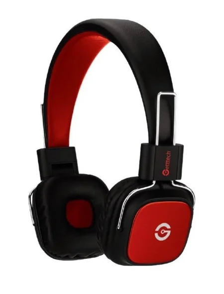 Diadema Audifono C/Microfono Inalambrico Getttech Gh-4640R Bluetooth 3.0, Negro/Rojo
