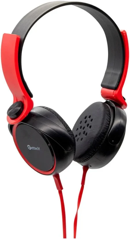 Diadema Audifono Con Microfono Getttech Gh-2540R Rythm Negro/Rojo/3.5Mm