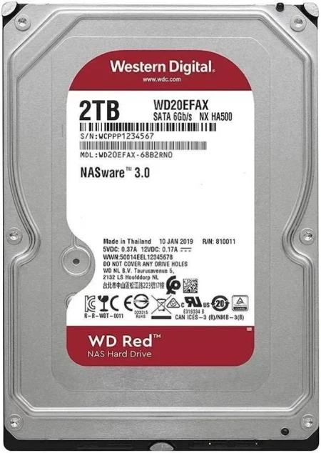 D. Duro Interno 2Tb Wd Red Wd20Efax Sata3 6Gb/S 256Mb 5400Rpm 24X7 Hotplug Para NAS 1-8 Bahias