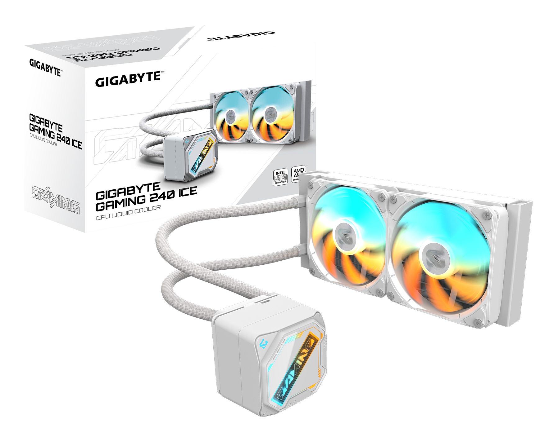 ENFRIAMIENTO LIQUIDO GIGABYTE GP-GIGABYTE GME 240I PARA CPU, MULTISOCKET/ARGB/2X120MM/COLOR BLANCO