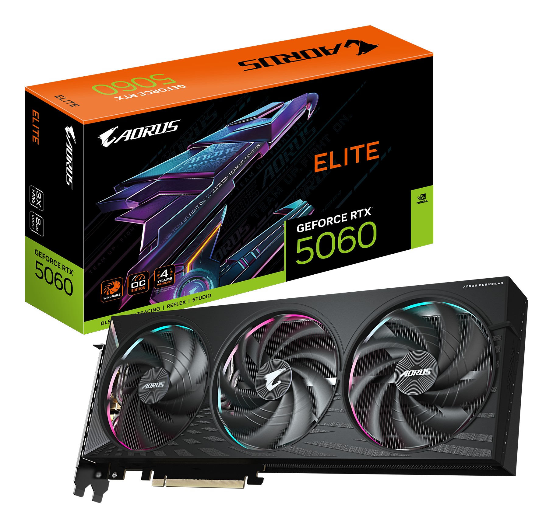 T/VIDEO GIGABYTE GV-N5060AORUS E-8GD GEFORCE RTX 5060/8GB GDDR7/PCI-E 5.0/HDMI/DP/3XFAN ARGB