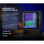 Gabinete Yeyian Haizen 2500 Ych-041520 C/Ventana/Midi-Tower/3 Ventiladores Argb/Micro ATX/Usb3.0/Color Negro/Sin Fuente