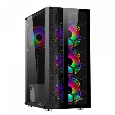 Gabinete Yeyian Haizen 2500 Ych-041520 C/Ventana/Midi-Tower/3 Ventiladores Argb/Micro ATX/Usb3.0/Color Negro/Sin Fuente