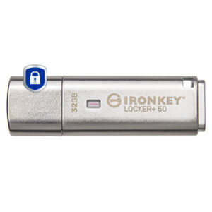 MEMORIA USB 32GB KINGSTON IKLP50/32GB, IRONKEY LOCKER+50, XTS-AES-USBTOCLOUD, COLOR PLATA