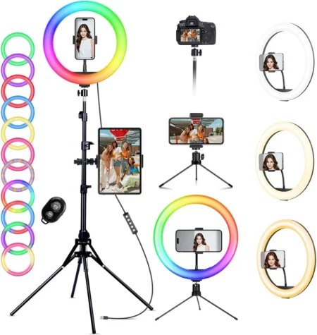 Lampara Aro De Luz Para Selfie Stylos Stalse1B Con Control Y Tripie Color Negro