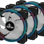 Kit 3 Ventiladores Yeyian Typhoon Ycf-3Rgb-01 Argb LED/120Mm/1200Rpm/Negro/Incluye Hub Y Control