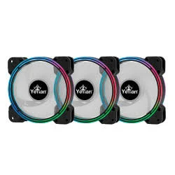 Kit 3 Ventiladores Yeyian Typhoon Ycf-3Rgb-01 Argb LED/120Mm/1200Rpm/Negro/Incluye Hub Y Control