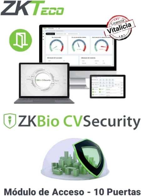Licencia De Control De Acceso Zkteco Zkbiocv-AC-P10/Para 10 Puertas En Control De Acceso Biocvsecurity/Hasta 30000 Usuarios/200 Departamentos/200 Areas