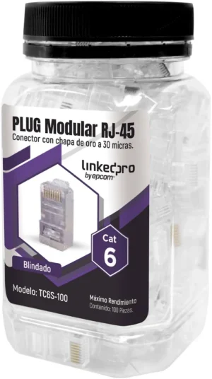 ##100PZAS DE PLUG MODULAR RJ45 CAT6 BLINDADO, TC6SG-100 (OPENBOX)