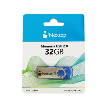 Memoria USB 2.0 Nextep Ne-470T Twist 32 Gb Color Azul Compatibilidad Teléfono, Tabletas Y Dispositivos Con Puertos USB Y Tipo C