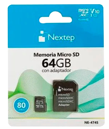 Memoria MicroSD 64Gb Nextep Ne-474S, Clase 10 Uhs U1/Con Adaptador