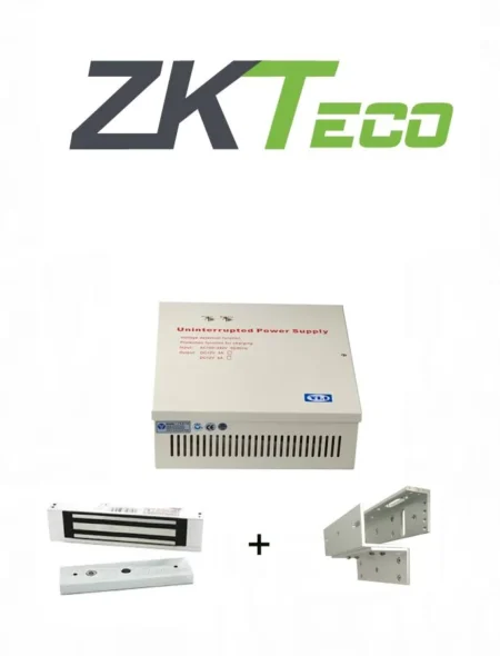 Paquete De Contrachapa Magnetica Zkteco Lm1805 + Yp902123 + Lmb180Zl/120Kg/Incluye Soporte Para Instalacion En Zl/Gabinete De Energia Con Salida De 12Vdc/Soporta Bateria De Respaldo