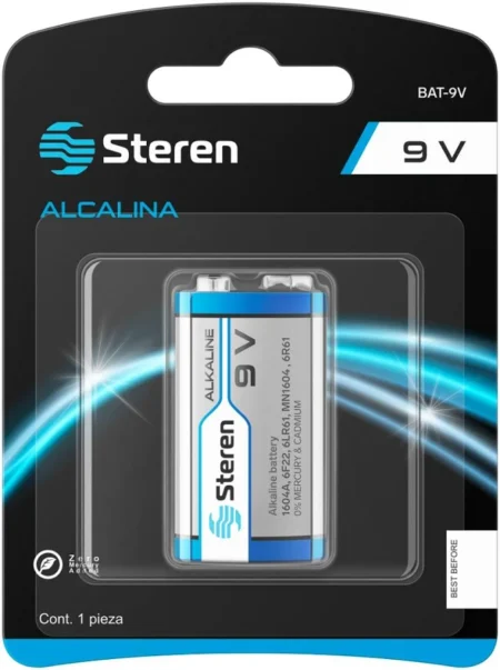 Bateria Alcalina Steren Bat-9V/6 9V, 150Mah, 6 Pzas