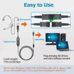 Cable De Conexion De Qd Addasound Dn1011 Tipo Poly A USB-A/Con Controles De Volumen, Mute Y Llamada/Compatible Con Serie Crystal De Addasound