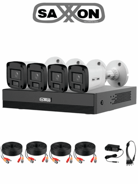 Kit Turbohd Saxxon Sua-Kit/Xvr1E04-I/4-B20P-0280B/4 Canales Hdcvi 1080P/4 Camaras B20P 2.8Mm/Grabador Soporta Hasta 5 Canales IP/Deteccion De Movimiento Inteligente/Policarbonato
