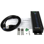 Hub Industrial Startech St1030Usbm, 10 Puertos USB 3.0, 5000 Mbit/S, Color Negro