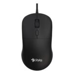 Stylos Ergonomic Wired Mouse 4 Buttons USB Optical Scroll Wheel Bl