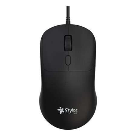 Stylos Ergonomic Wired Mouse 4 Buttons USB Optical Scroll Wheel Bl