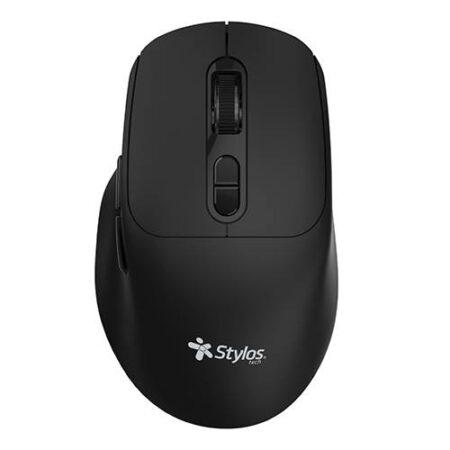 Mouse Inalambrico Recargable Stylos/1600 Dpi/6 Botones/Negro