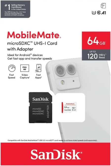 Memoria Microsdxc 64Gb Sandisk Ultra A1 Clase 10, Sdsqua4-064G-Gn6Ma