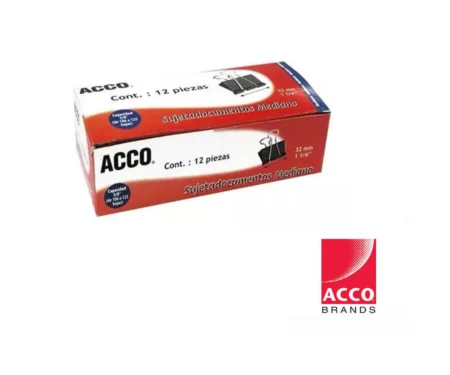 Caja C/12 Sujeta Documentos Acco P2463/Mediano 16Mm/Color Negro