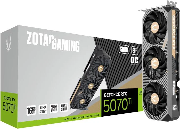 T/VIDEO ZOTAC GAMING GEFORCE RTX 5070 TI SOLID OC/16GB GDDR7/PCI-E 5.0/HDMI/DP/3 FAN/ZT-B50710J-10P
